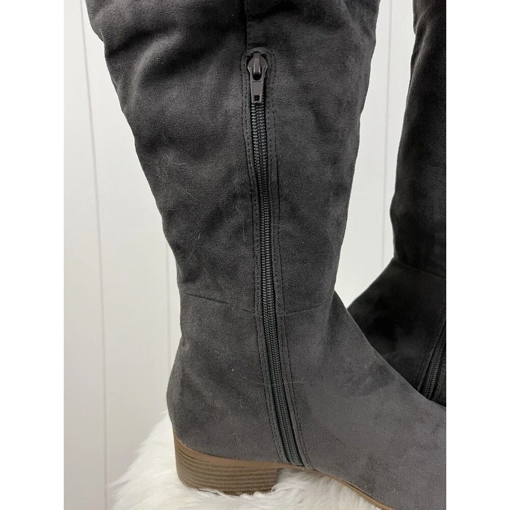 It's OK Brand Dark Grey Vegan Suede Over the Knee Riding Boots Size 9.5M
